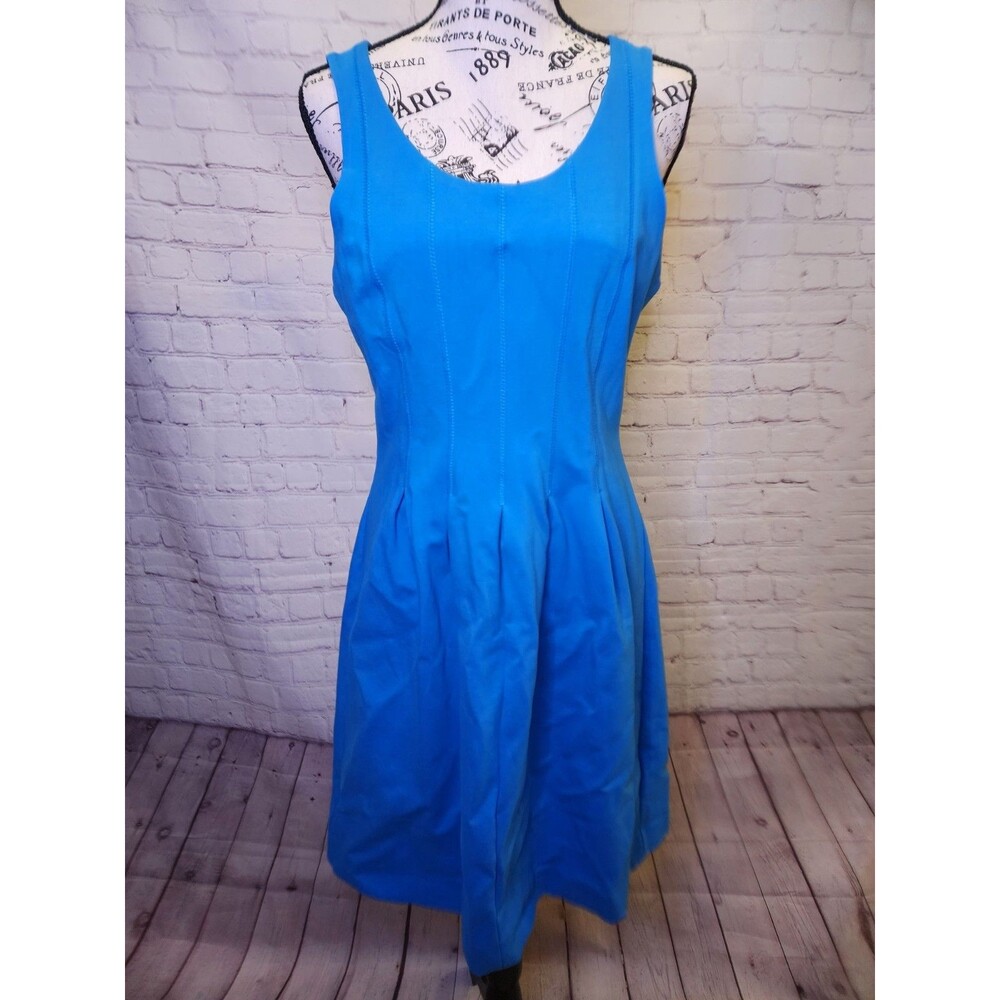 J. Crew Dress Womens 10 Blue Pleated Fit Top And Flare Bottom Sleeveless